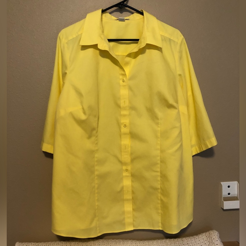 Coldwater Creek Short Sleeve Yellow Blouse 2X (20-22)